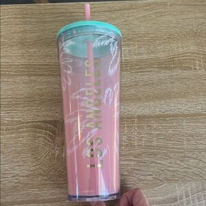 Starbucks Pink Los Angeles Tumbler Palm Tree